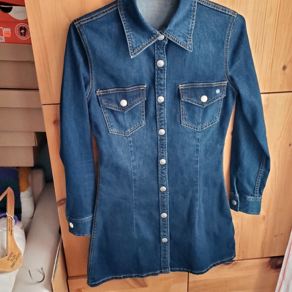 Alexa Chung For AG Dark Wash Long Sleeved Denim Mini Dress Size XS